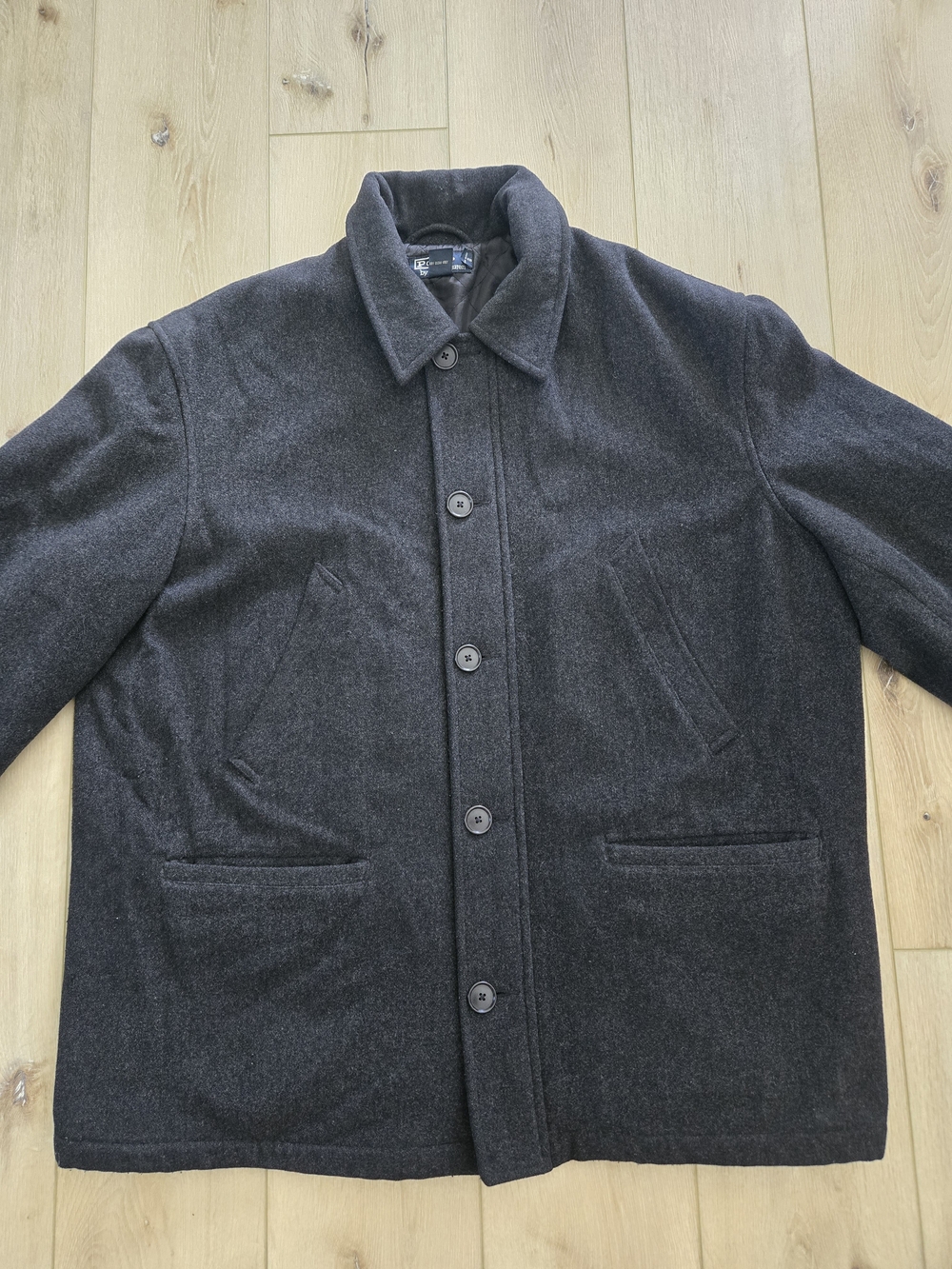 Vintage Polo by Ralph Lauren Mens Black Wool Coat XL Quilted Zip/Button